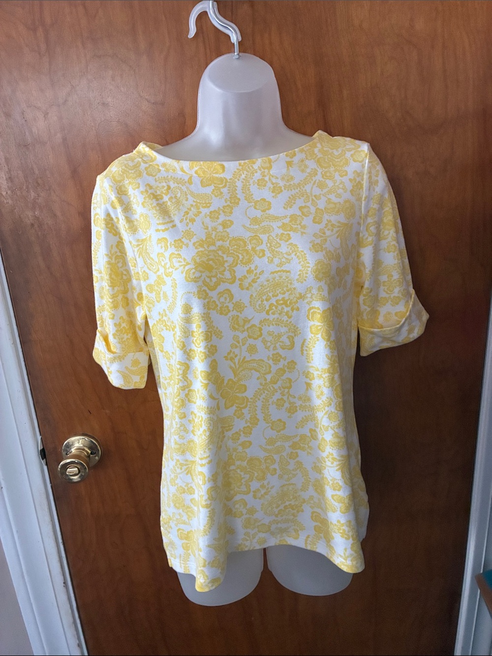 Style & Co. White Top with Yellow Floral Print